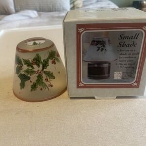 Yankee Candle Vintage Christmas Holly Hand Painted Jar Shade Frosted Small